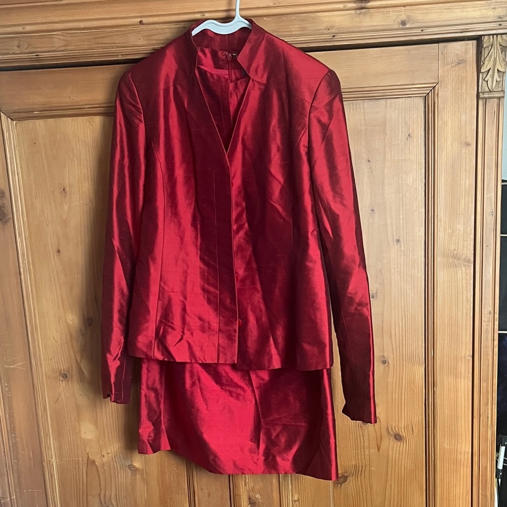 Lafayette 148 New York Red Blazer and Skirt Set